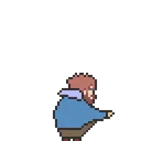 Franklin is crouched down